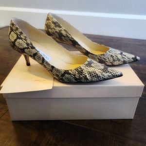 Jimmy Choo Aza Snakeskin Kitten-Heel Pumps